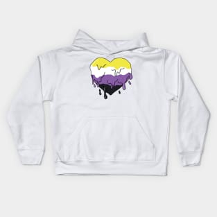 Melting nonbinary heart Kids Hoodie